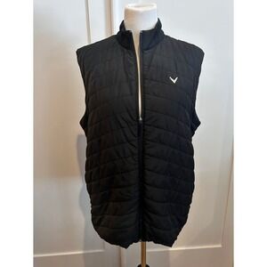 Callaway Mens Golf Vest Black Quilted Puffer Full Zip Mock Neck Sleeveless Med